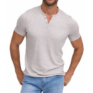 Raffi THE BRAD Mens T Shirt Top Cotton Short Sleeve XL aqua cotton Henley